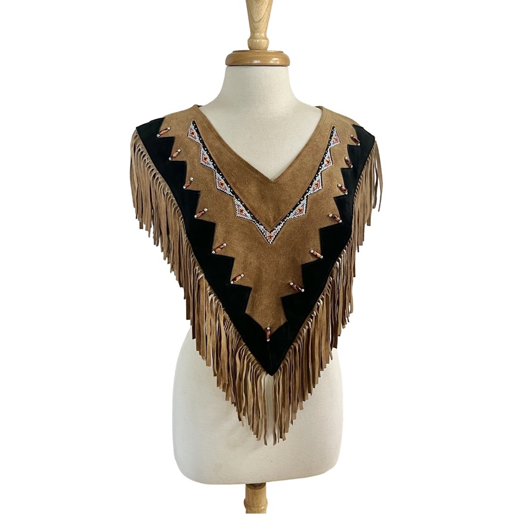 Vintage Brown and Black Fringe Western Cape - Picture 4 of 7